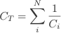 C_{T}=\sum_{i}^{N}\frac{1}{C_{i}}